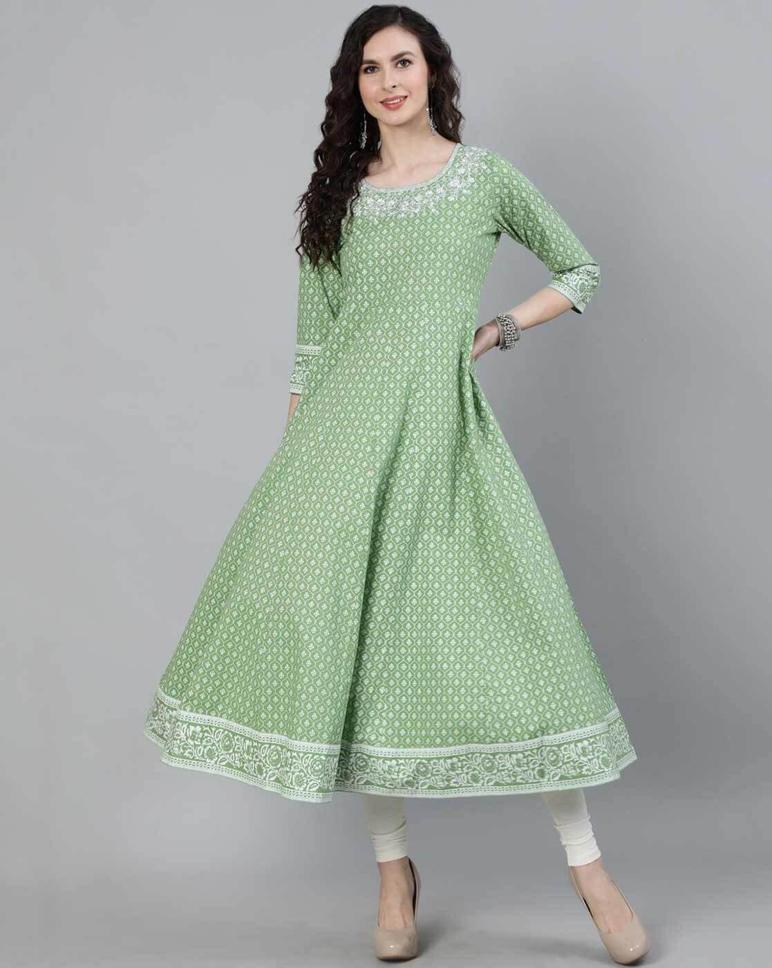 Function Wear Anarkali Kurti Green L : The Morani Fashion