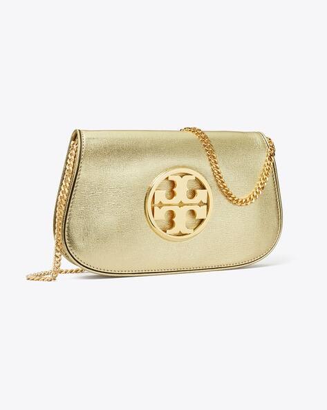 Buy Tory Burch Reva Metallic Clutch Gold Color Women AJIO LUXE