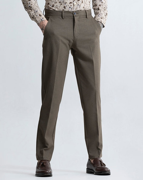 Slim Fit Flat-Front Trousers