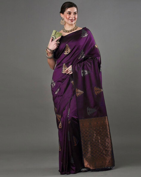 Buy Magenta Sarees for Women by Indie Picks Online