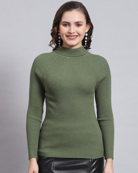 Women Ribbed Turtleneck Pullover