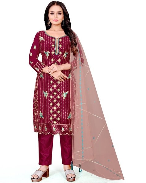 Cotton semi stitched deals dress material