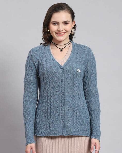 Women Cable-Knit V-Neck Cardigan