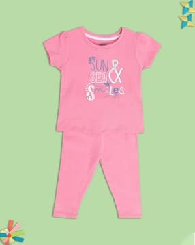 mini klub Girls Graphic Print Cotton Top & Pants Set-picture-39