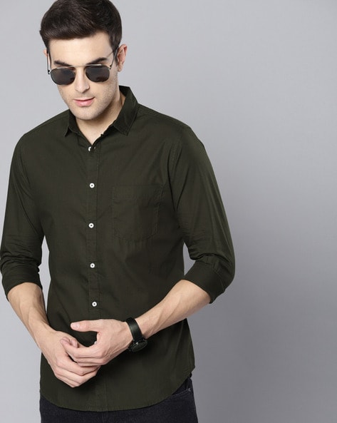 Mehndi Color Pure Cotton Lining Shirt For Men – Punekar Cotton