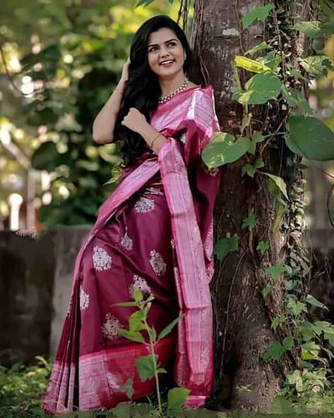 Buy PURPLE Sarees for Women by Indie Picks Online