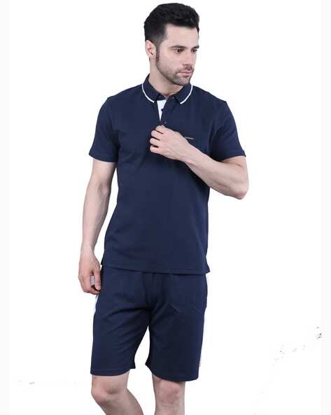 Men Logo Print T-Shirt Shorts Set