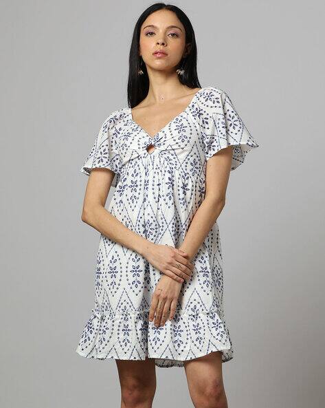 Outryt by AZORTE Schiffli Embroidered Mini Dress