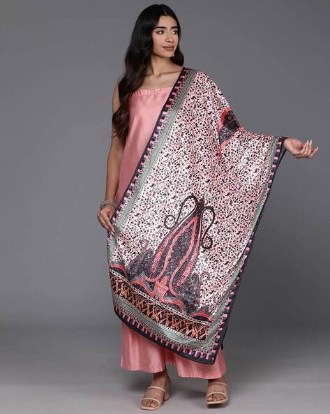 Women Printed Shawl with Contrast Border Price in India