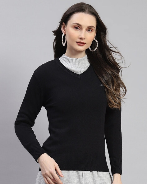 Black pullover sweater women's sale