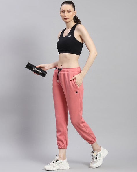 Active Sports Straight Track Pants with Elasticated Drawstring Waist