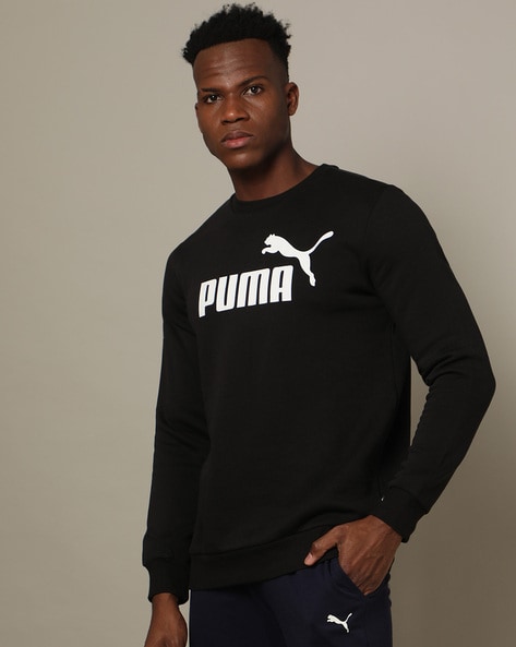 Men Logo Print Regular Fit Crew-Neck Sweatshirt