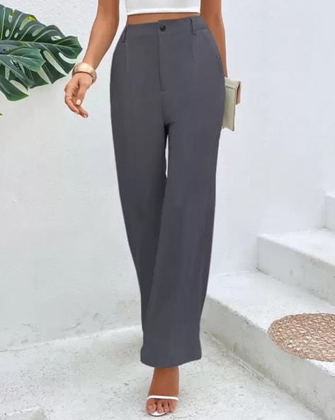 Pleat-Front Bootcut Trousers