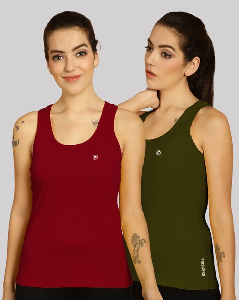 FRISKERS Pack of 2 Women Slim Fit Tank Tops