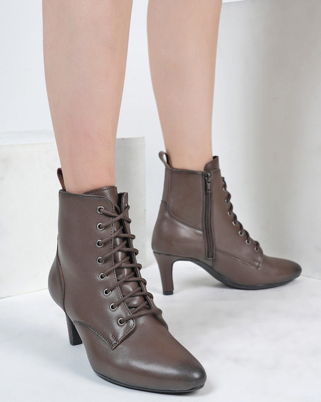 Brown Leather Victorian Ankle Boots