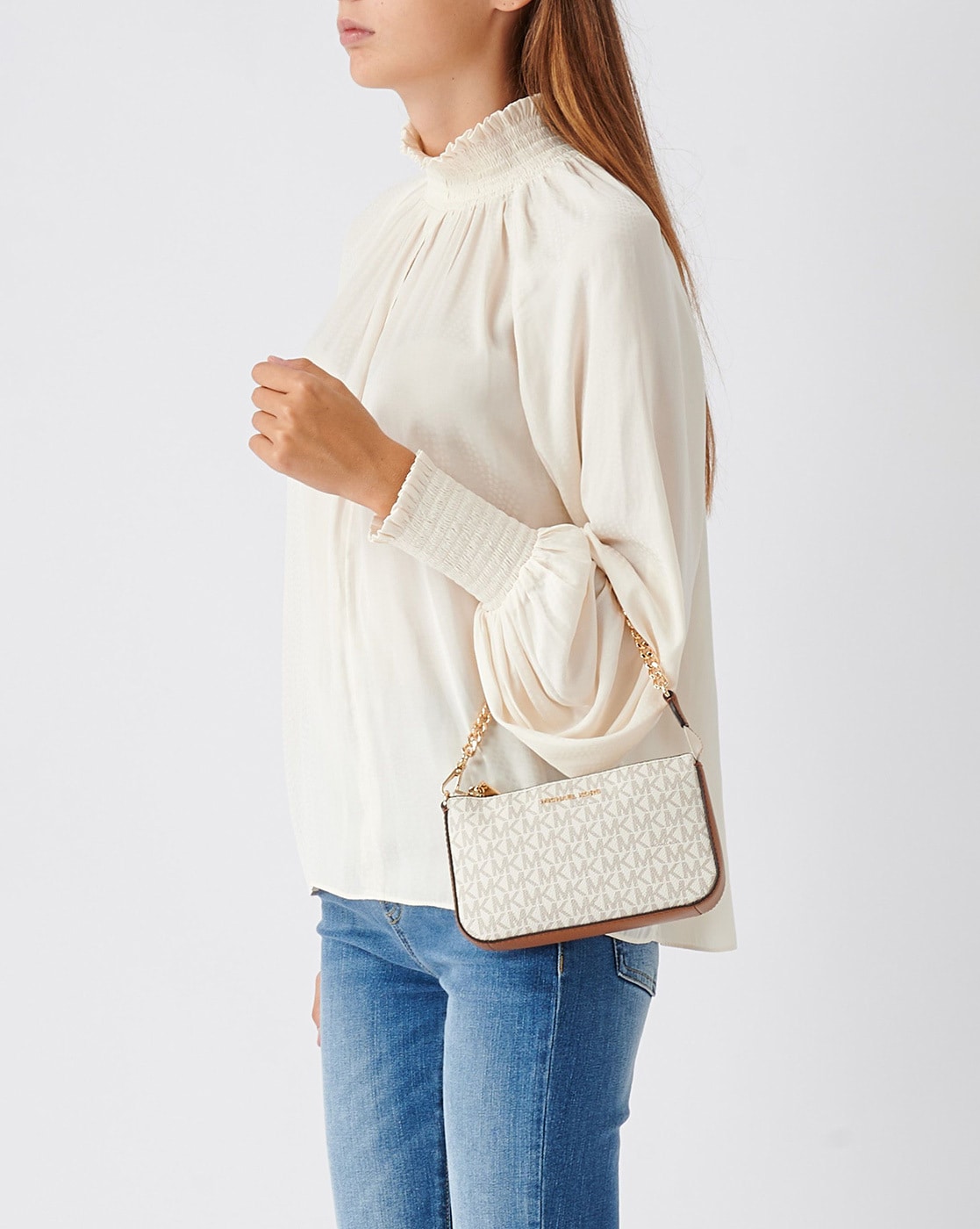 Michael kors MK MD Zip Pouchette Crossbody high quality - Bright White