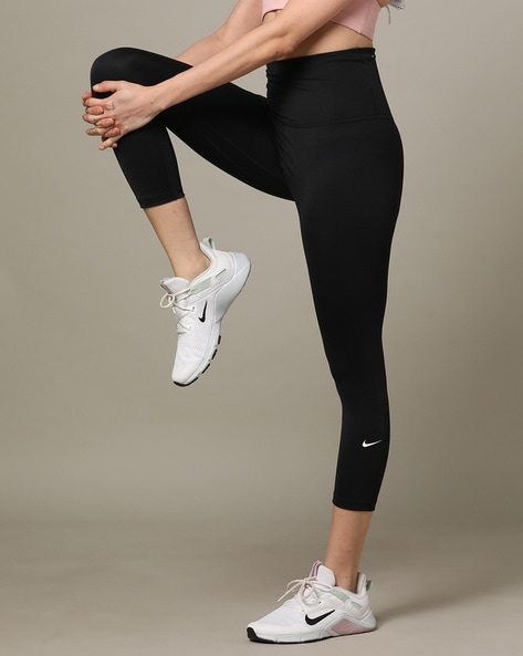 Pants and jeans Nike NSW Essential Women's High-Waisted Logo Leggings  Black/ White | Queens