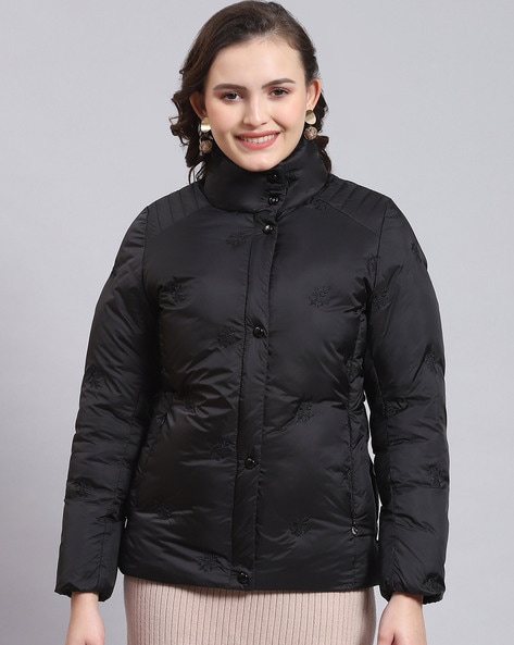 Buy Women Black Solid Hooded Full Sleeve Jackets Online in India - Monte  Carlo