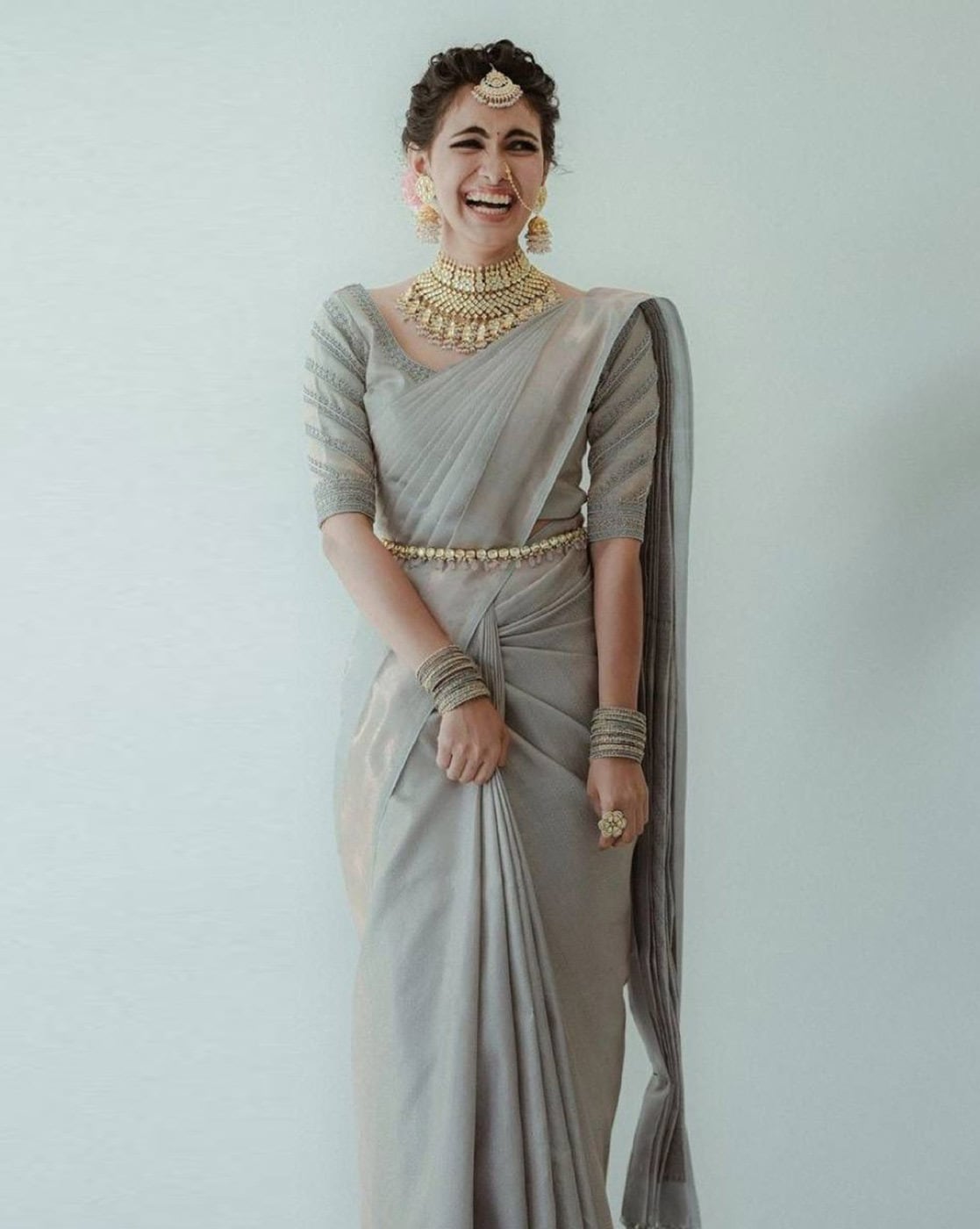 Buy Silver Sarees for Women by Indie Picks Online | Ajio.com