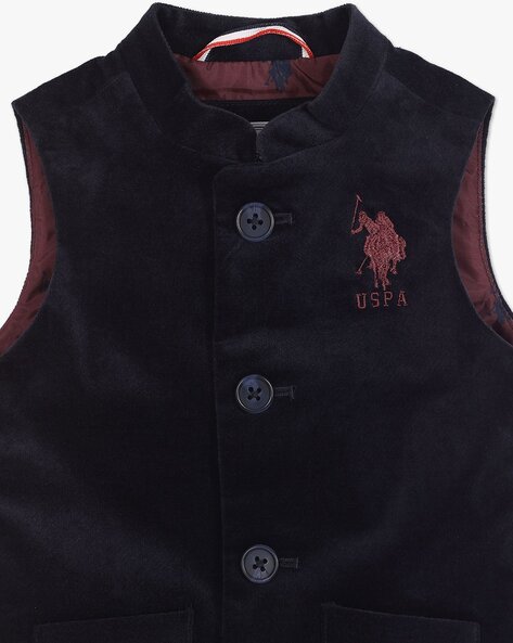 Us Polo Assn High Neck Sleeveless Pocket Zip Up Mid Length Vest For Men -  Multi Color