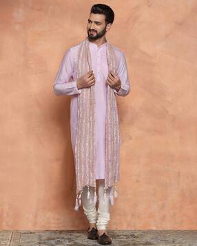 kisah Men Embellished Stole with Tassles-picture-27