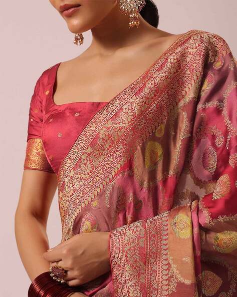 Buy Orange Brocade Weave Rangkat Saree Kalki Fashion India