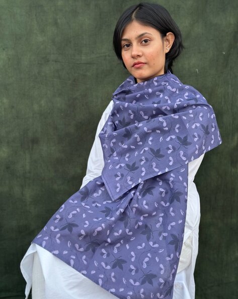 Women Leaf Print Cotton Stole Price in India