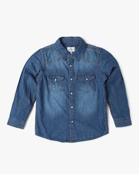 pepe jeans Boys Calvin Washed Regular Fit Denim Shirt-picture-35
