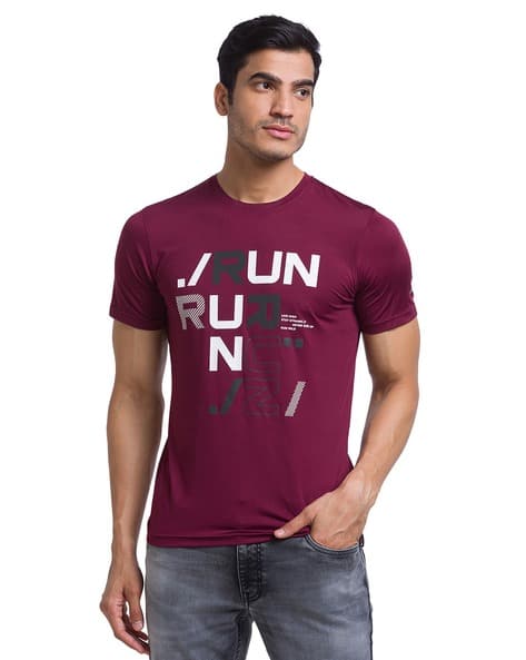 PARX Men Typographic Print Regular Fit Crew-Neck T-Shirt