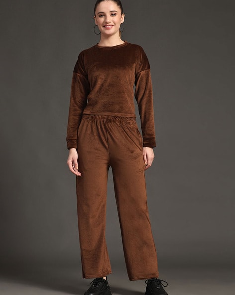 Brown Velour Tracksuit Co-ords