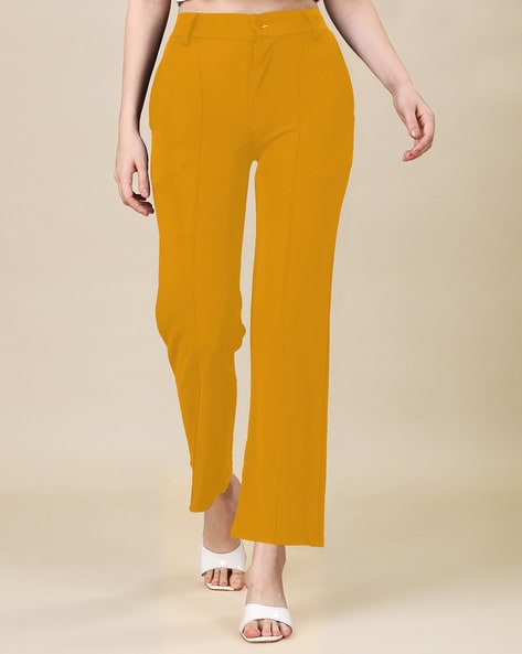 Mustard Yellow Banana Crepe Trousers Design by RADKA at Pernia's Pop Up  Shop 2024