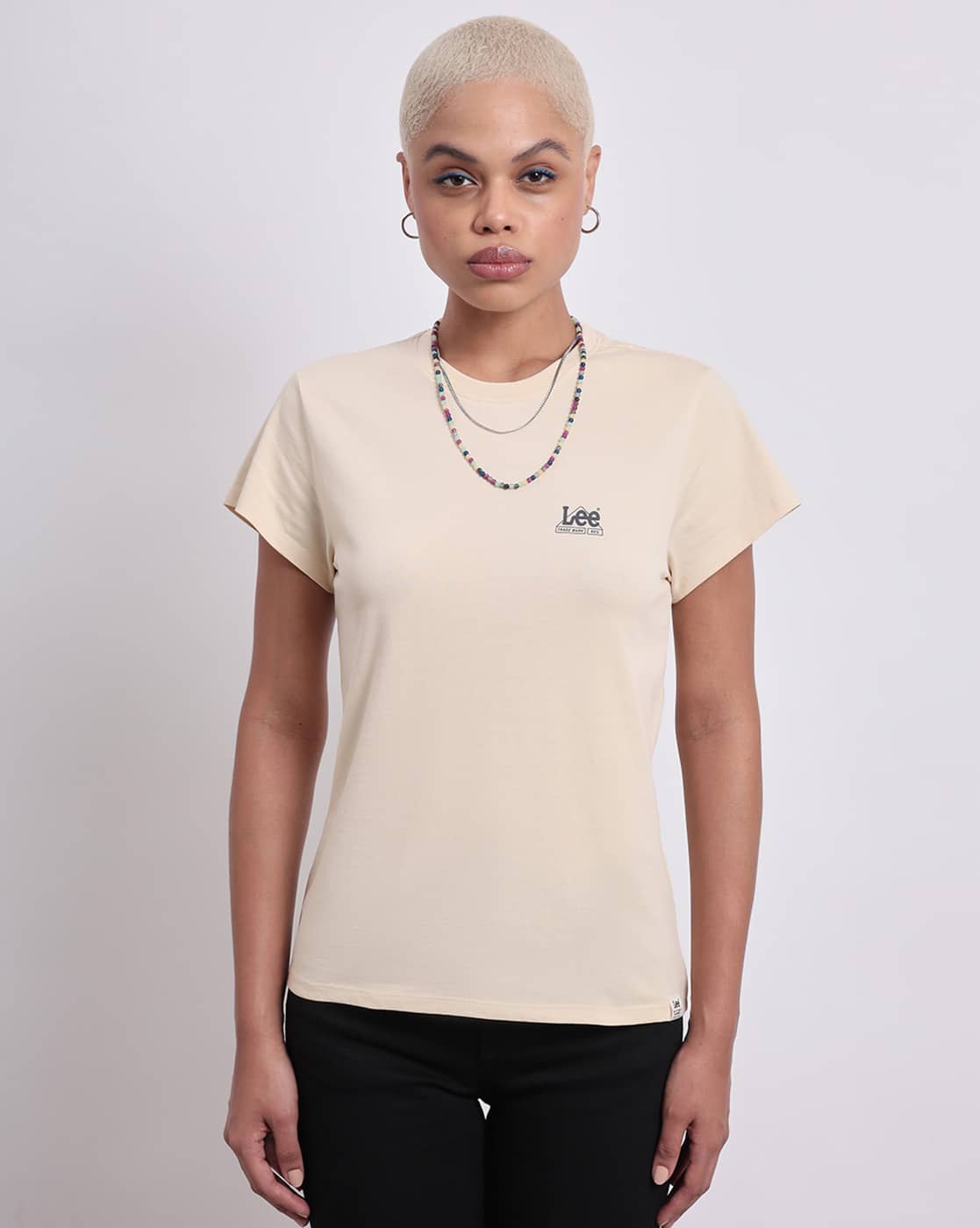 ◆LEE◆ Dice Logo T-Shirt Beige Lee Dice Logo T-Shirt Beige | KAZUE