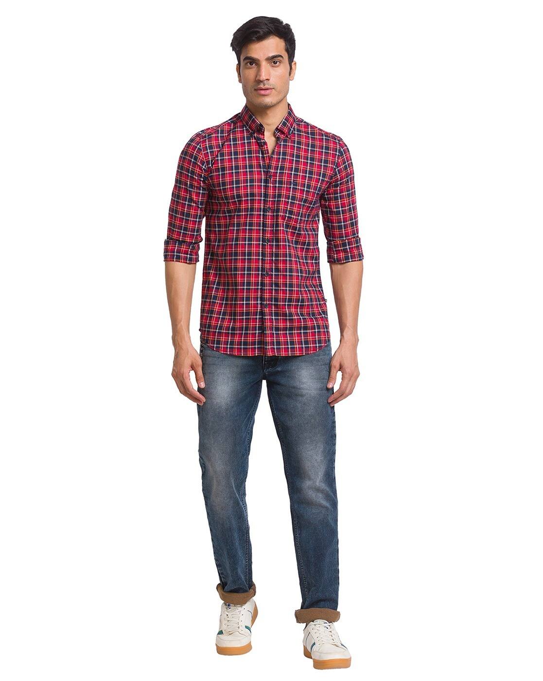 Men Checked Slim Fit Shirt