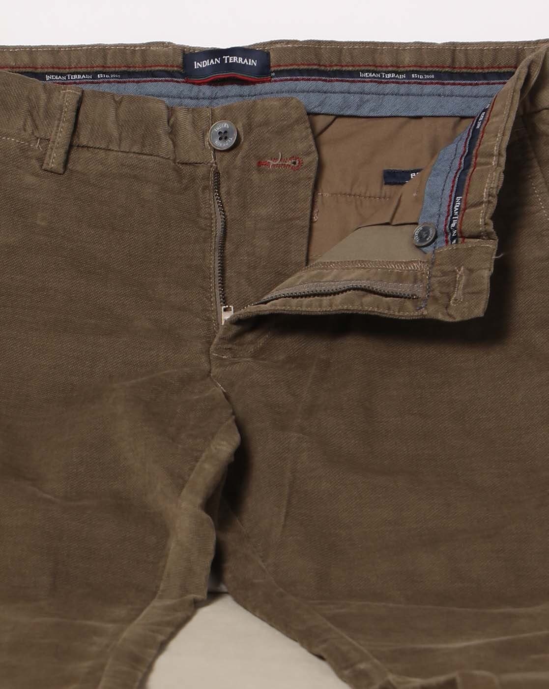 Buy Men Brown Comfort Fit Textured Casual Trousers Online - 81947 | Allen  Solly