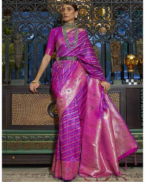 6.5 m (with blouse piece) Wedding Purple Satin Silk Pure Banarasi Saree at  Rs 2200 in Varanasi