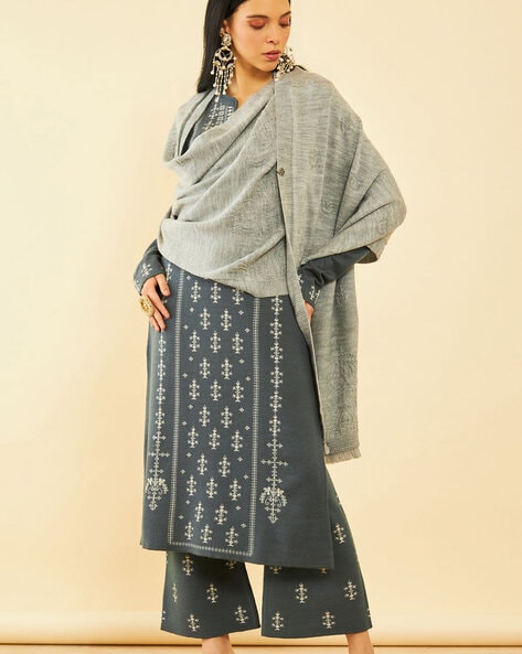 Women Knitted Shawl with Fringes Price in India