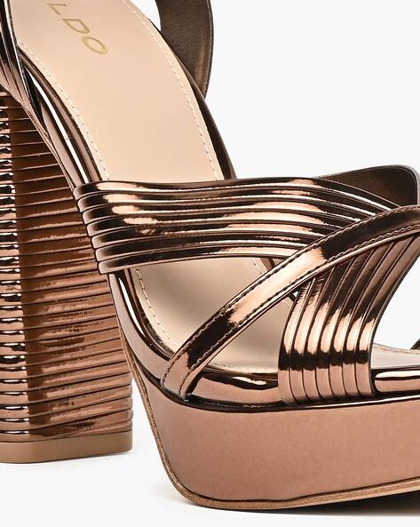 Womens Famia Bronze Metallic Foil Platform Stiletto Dress Sandal | Nina  Shoes