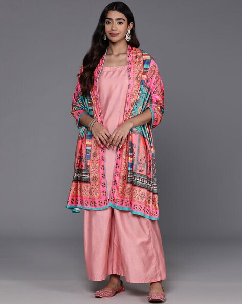 Women Printed Shawl with Contrast Border Price in India