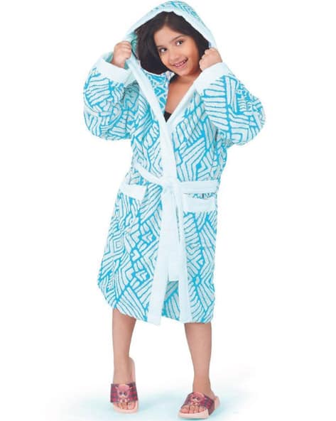 Geometric Print Cotton Bath Robe