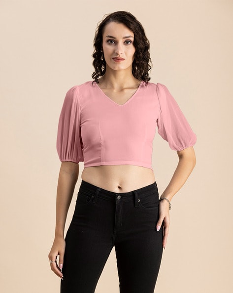 Buy Coral pink Tops for Women by Moomaya Online