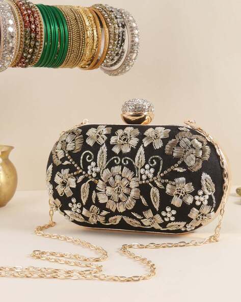 Gold Party Purse, Black Floral Beaded Clutch Bag, Sequins Bag, Designer Bag,  Handmade Sling Handbag, Evening Clutch, Bridal Wedding Bag - Etsy