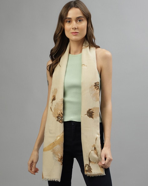 Printed Scarf with Frayed Hem Price in India
