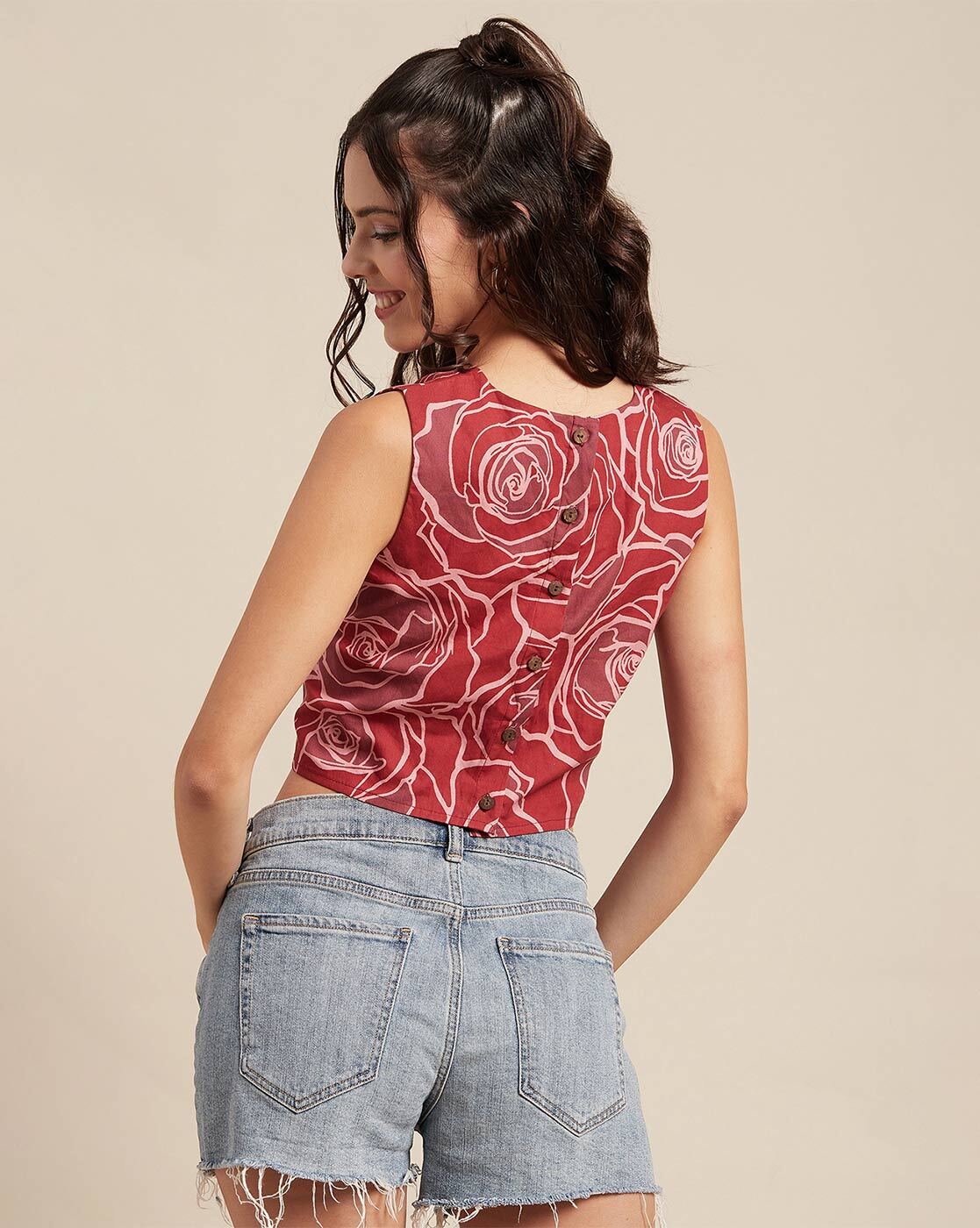 Buy Moomaya Printed Velvet Crop Tops For Women Adjustable