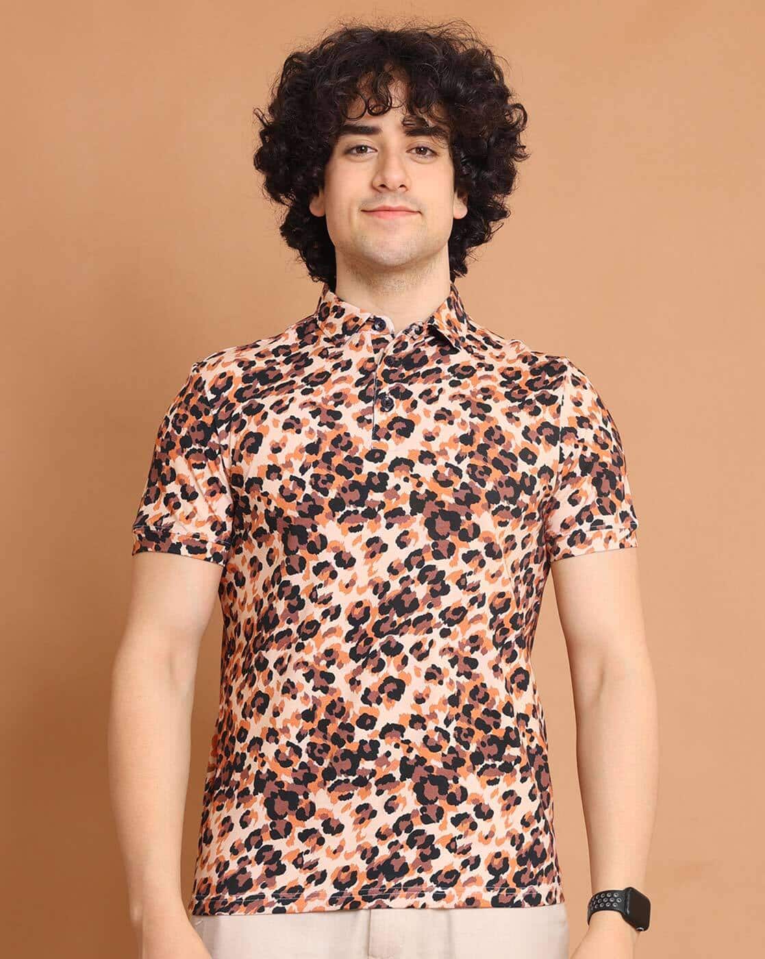 トップス 5351 pour les hommes leopard polo -1117Wx1400H-466859404-peach-