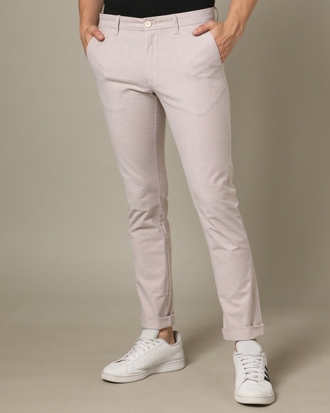 Buy INDIAN TERRAIN Solid Cotton Blend Slim Fit Mens Trousers | Shoppers Stop