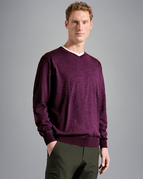 J. Crew 100% store lambs wool Purple long sleeve crew neck sweater mens size XL