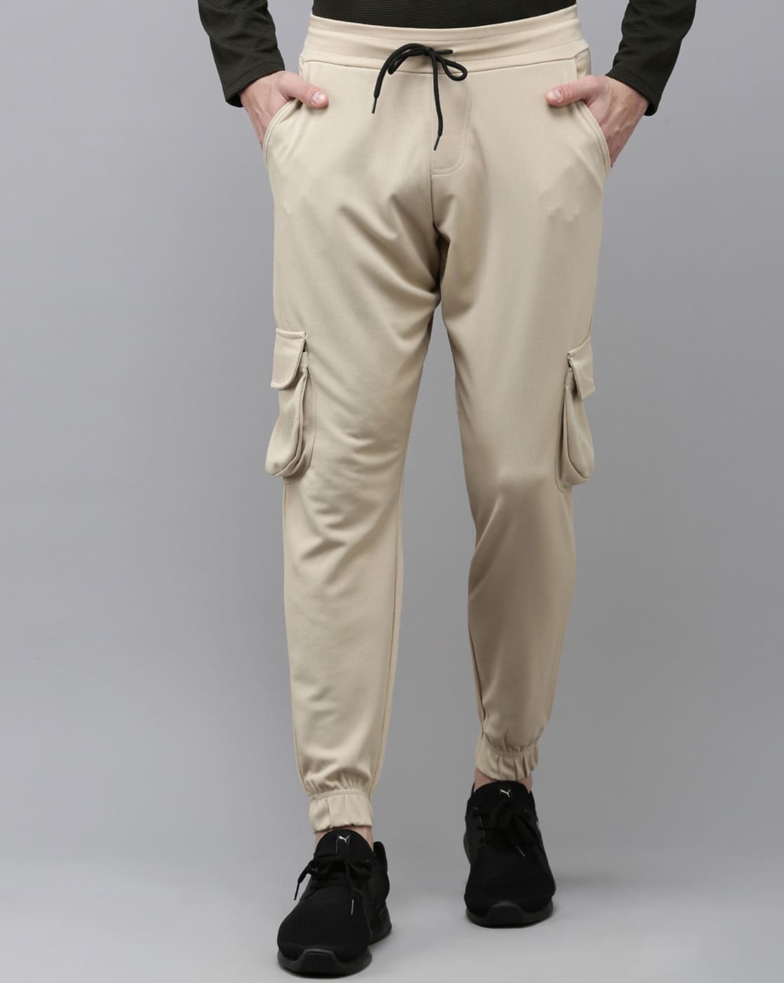 Men Mid-Rise Cargo Track Pants
