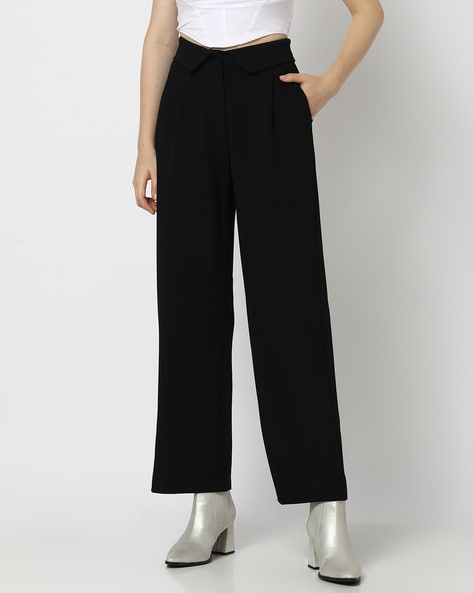 Women Relaxed Fit Flat-Front Pants