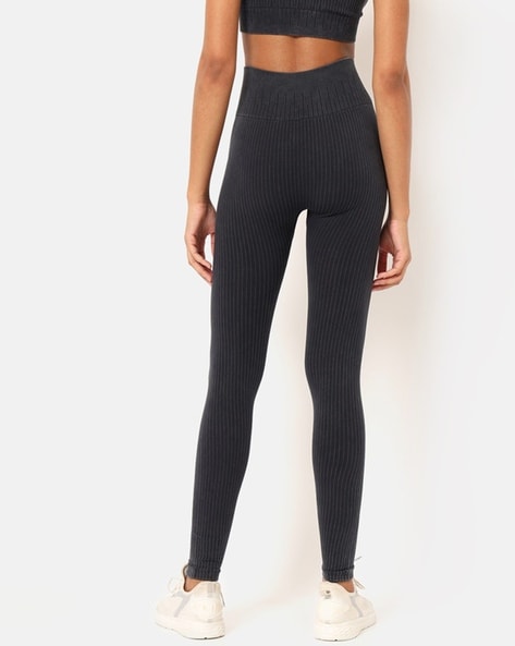 Harlie Black Ribbed High Waisted Leggings