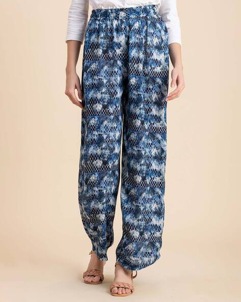 Buy Women's Long Pants Floral Printed Comfortable Loose High Waist Trousers  for School (L) Black at Amazon.in